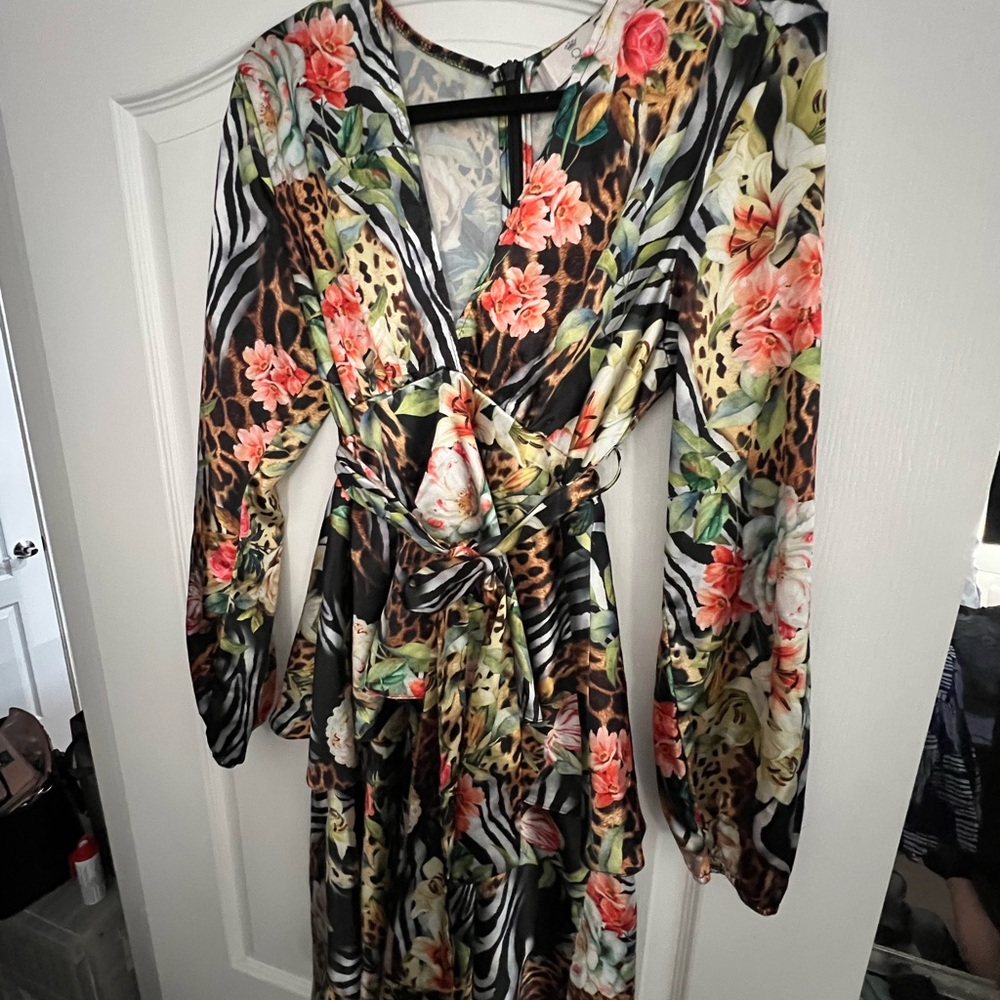 Queen B Floral and Animal Print  Dress